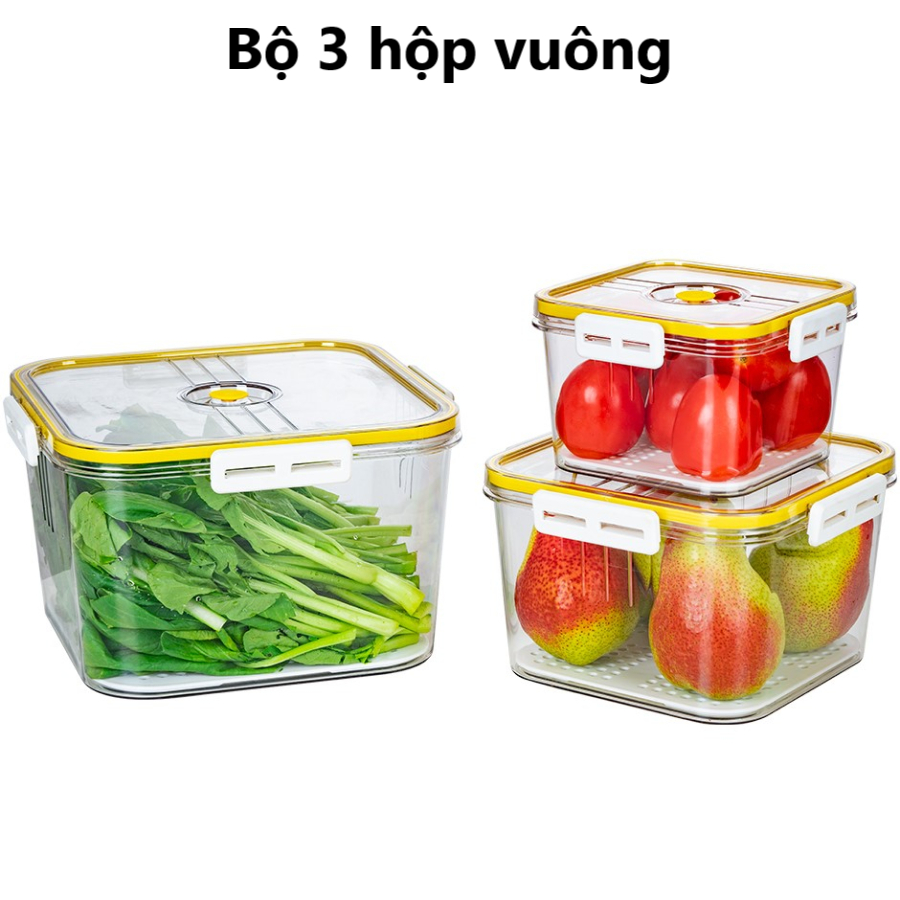 Bộ 3 hộp trong HOKORI 6558+59+60 nhựa VIỆT NHẬT cao cấp - Tròn, vuông, chữ nhật - Thực phẩm tủ lạnh AMIZIN
