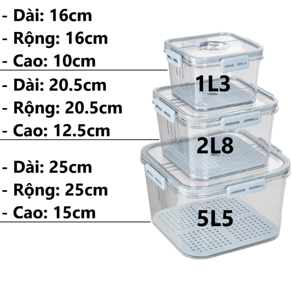 Bộ 3 hộp trong HOKORI 6558+59+60 nhựa VIỆT NHẬT cao cấp - Tròn, vuông, chữ nhật - Thực phẩm tủ lạnh AMIZIN