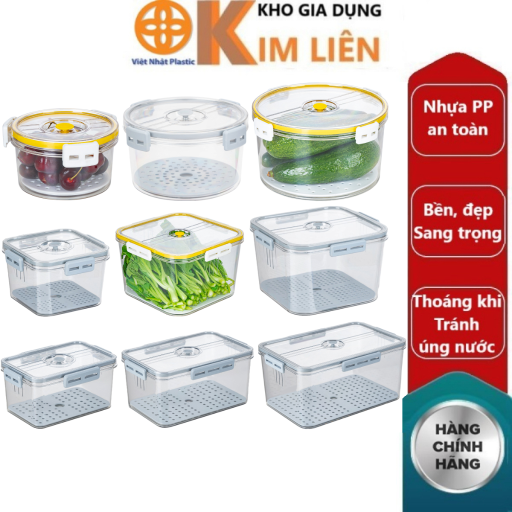 Bộ 3 hộp trong HOKORI 6558+59+60 nhựa VIỆT NHẬT cao cấp - Tròn, vuông, chữ nhật - Thực phẩm tủ lạnh AMIZIN