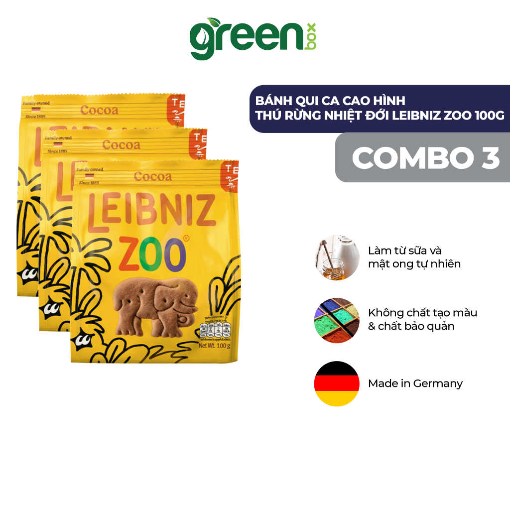 Ảnh Bánh qui ca cao hình thú rừng nhiệt đới Leibniz Zoo 100g 2