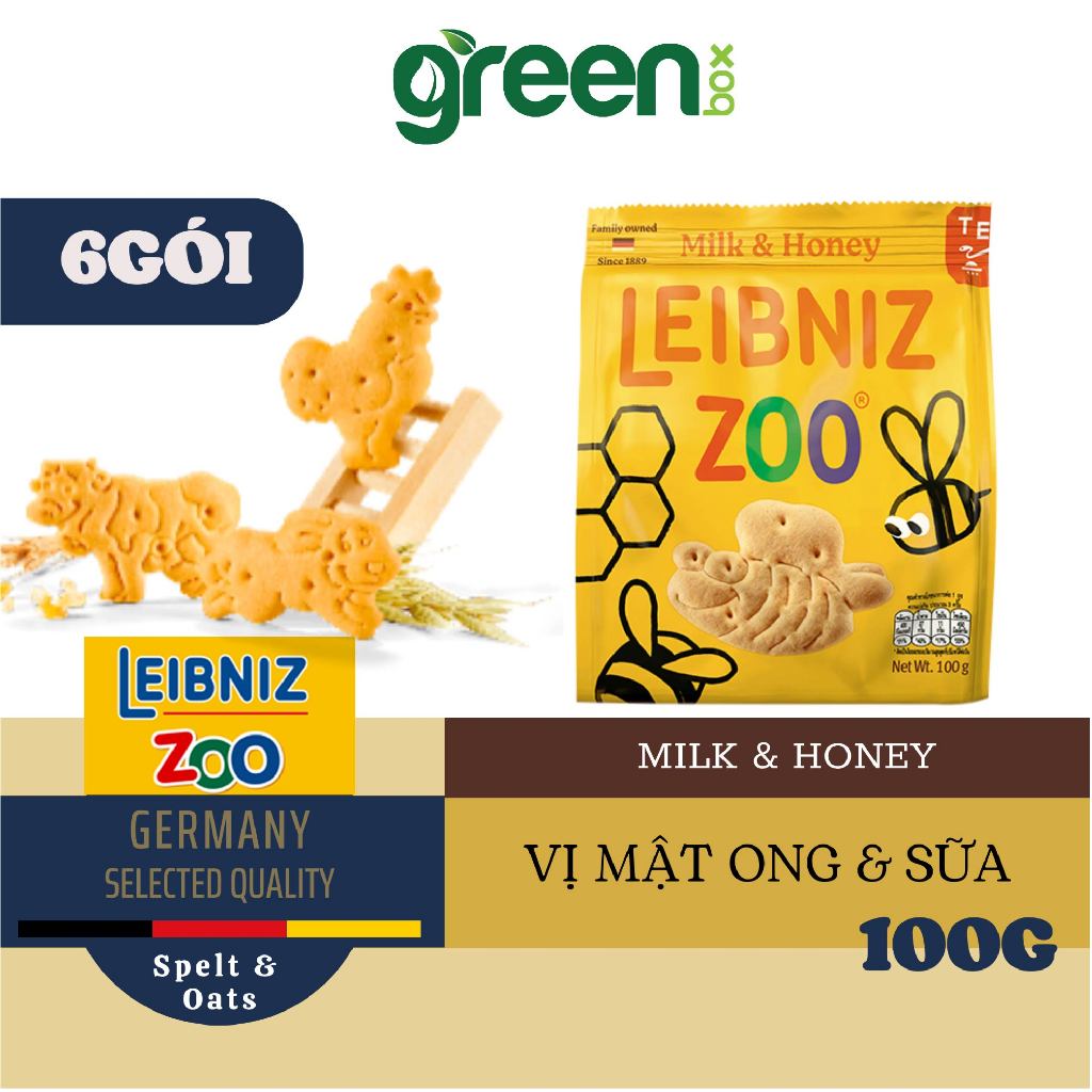 Ảnh Bánh qui sữa & mật ong hình gấu & ong Leibniz Zoo 100g 2