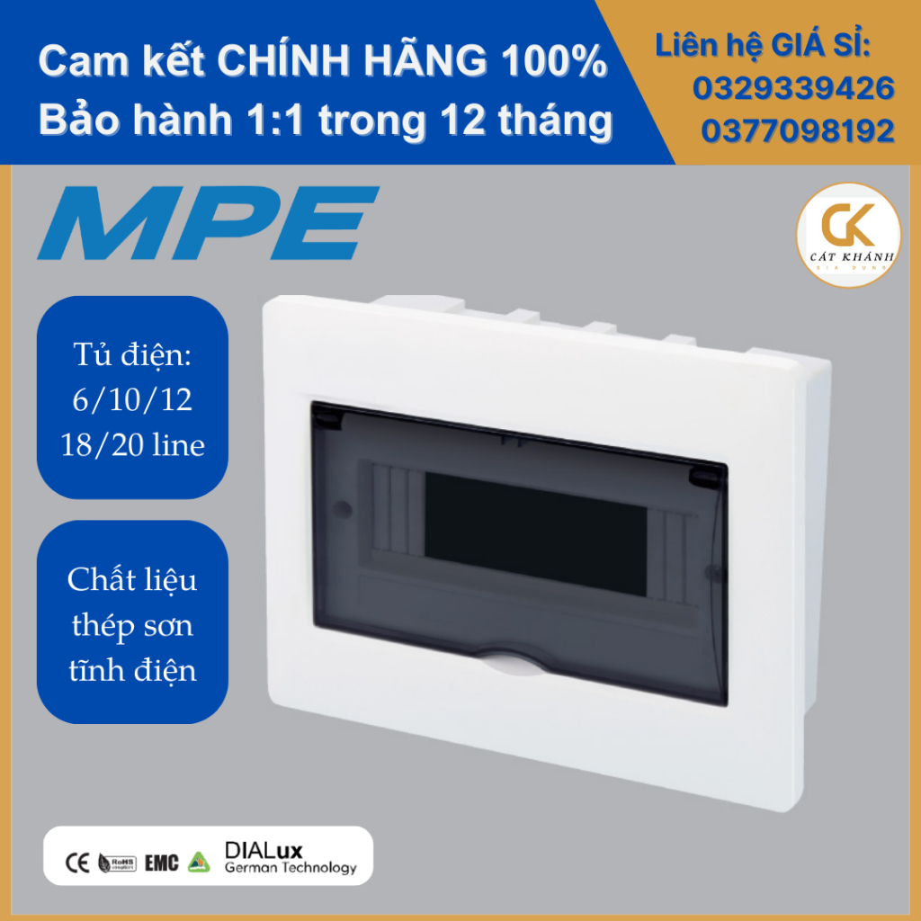 Tủ điện sắt 4/6/10/12/14/20 cực dùng cho cầu dao tép MCB/ RCBO chính ...