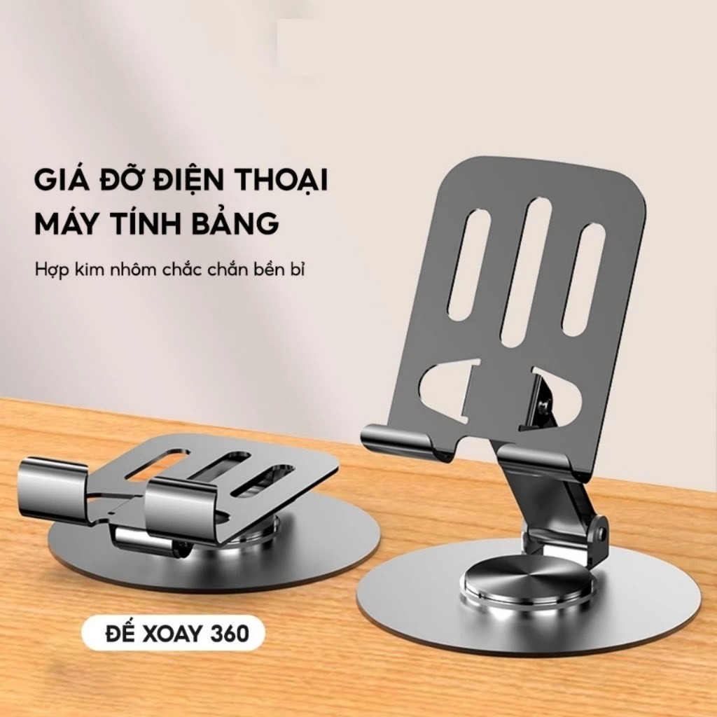 Kệ Giá Đỡ Điện Thoại Máy Tính Bảng Để Bàn Xoay 360, Giá Đỡ Livestream Xem Video Hợp Kim Nhôm