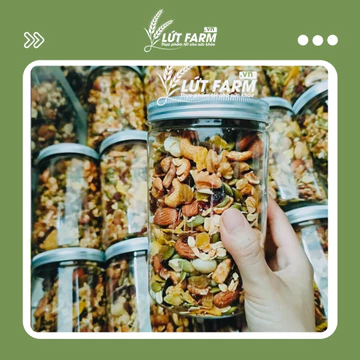 [SIÊU HẠT] Granola LỨT FARM 500g 90% hạt, Macca, Óc chó vàng Granola Ăn kiêng, Giảm cân