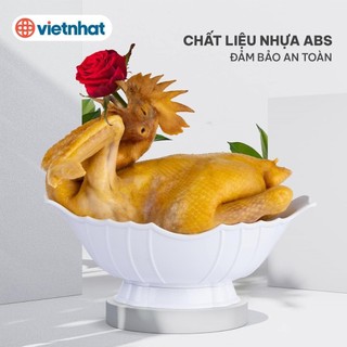 Bát thuyền đựng gà cúng thắp hương nhựa Việt Nhật, Bát cúng gà nguyên con, hoa quả