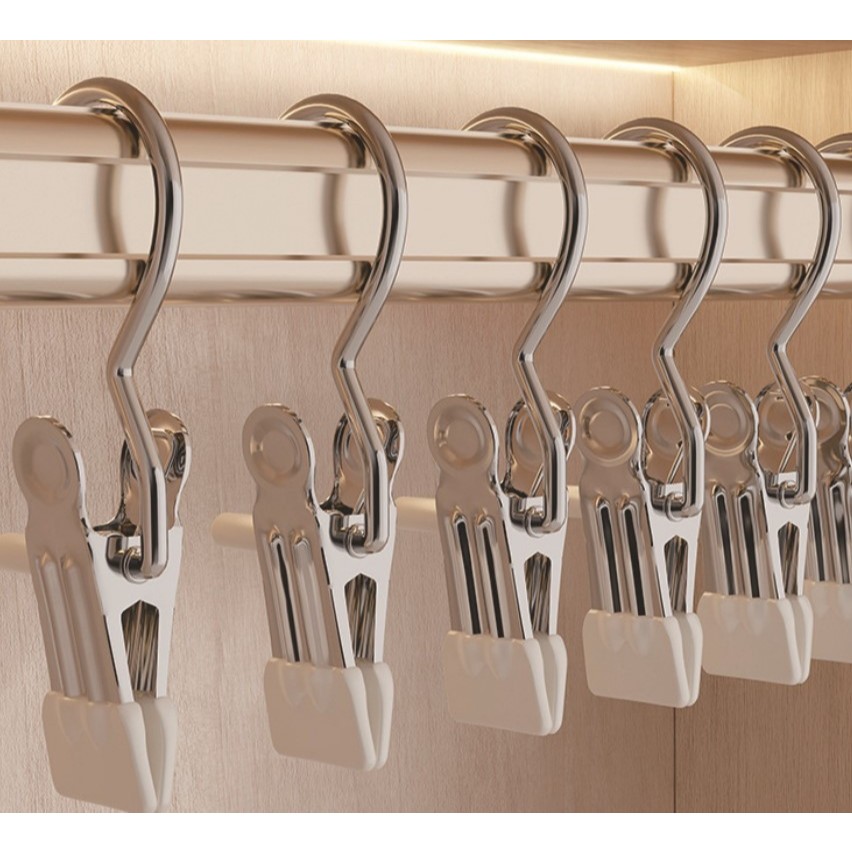 (Combo 5) Móc kẹp quần áo - Móc treo Inox đa năng
