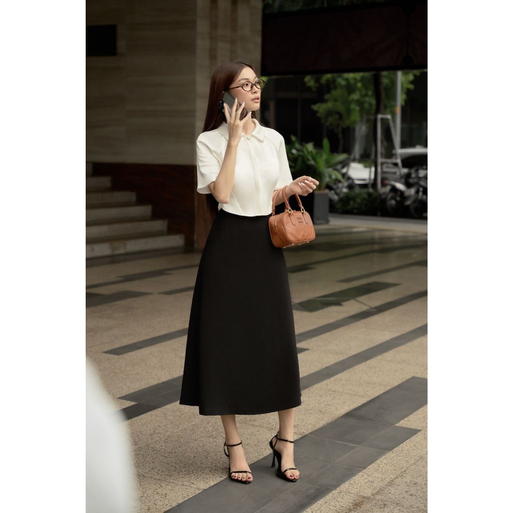 Vella Fashion chân váy kiểu nữ form midi dáng A có túi VV24053