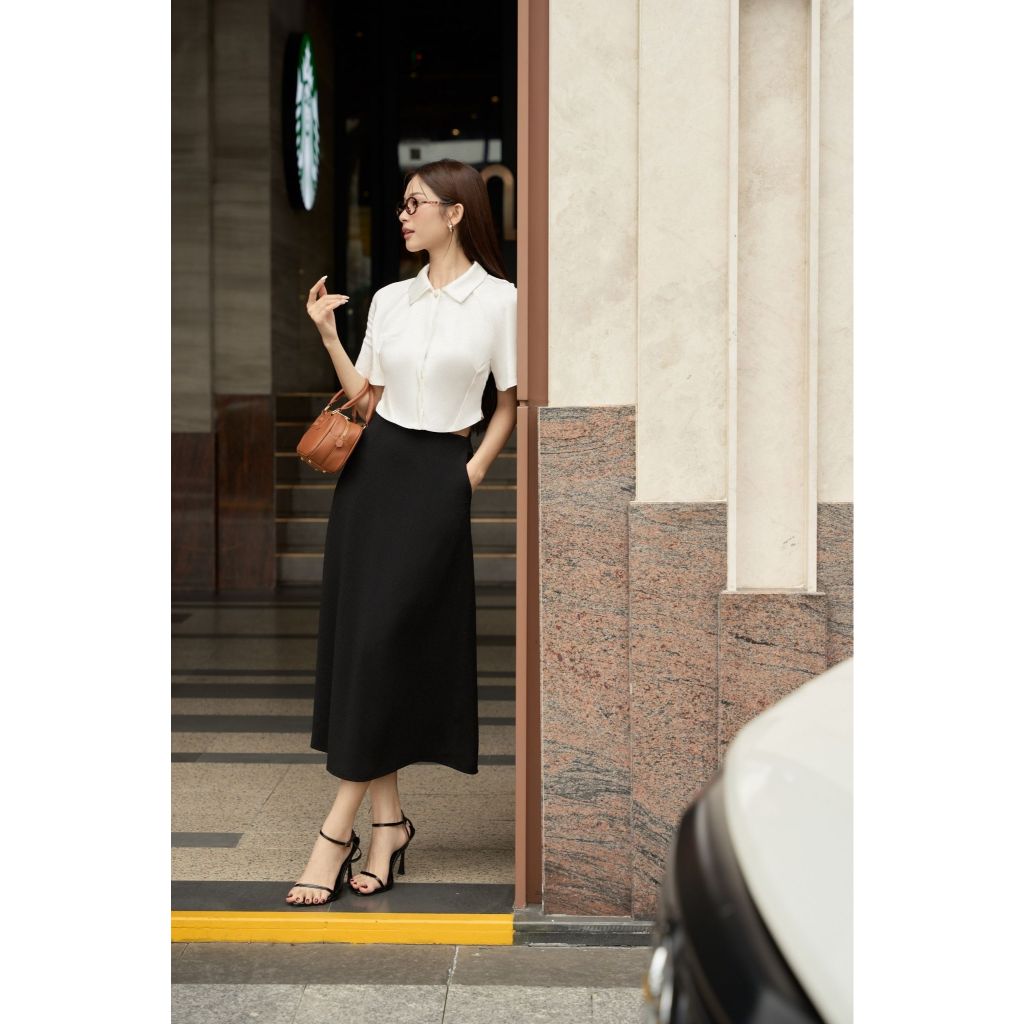 Vella Fashion chân váy kiểu nữ form midi dáng A có túi VV24053