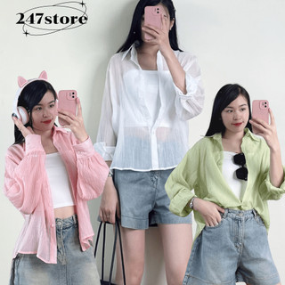 Áo sơ mi voan tơ mỏng mát nhiều màu kèm áo 2s - 247store - SMvoanto1311_P5K10