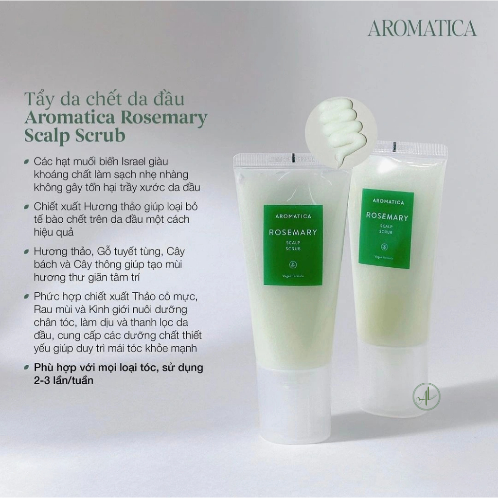 Làm sạch sâu, loại bỏ gàu và tẩy da chết cho da đầu Aromatica Rosemary Scalp Scrub 165g - HasuShop