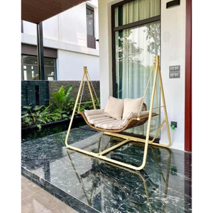 Xích đu cánh én HEALHOMES mây nhựa cao cấp trang trí sân vườn quán cafe sang trọng