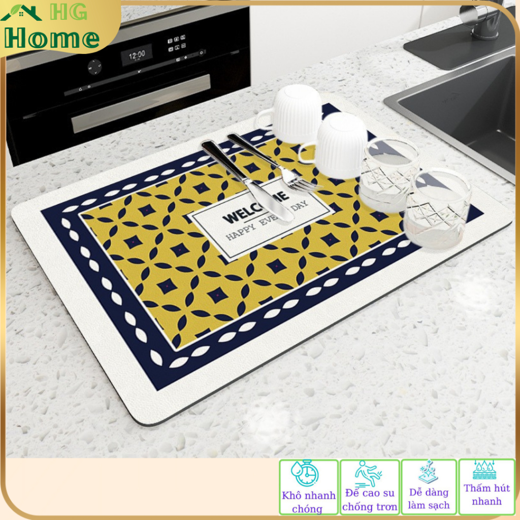 Thảm  Bếp [HÀNG CAO CẤP XẢ KHO] , Thảm phòng khách Silicone 3D Hút Nước Siêu Thấm Đế Cao Su Chống Trượt