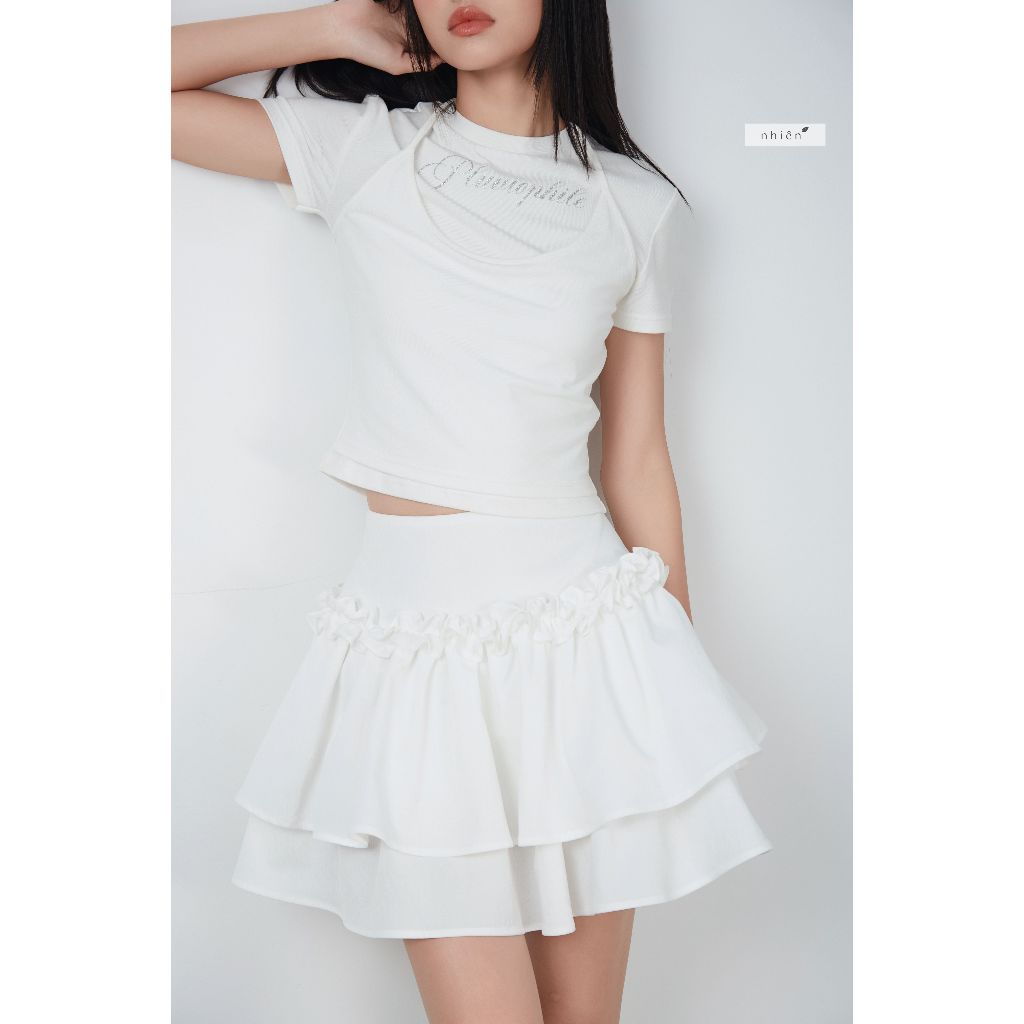 𝐑𝐮𝐟𝐟𝐥𝐞 𝐋𝐚𝐲𝐞𝐫 - Chân váy phồng tầng trắng dáng ngắn nhiennhienvintage ...