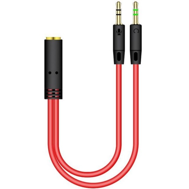 Dây cáp chuyển đổi tai nghe 3.5mm sang 2 cổng 3.5mm có âm thanh audio và mic cho máy tính dài 1 mét | BigBuy360 - bigbuy360.vn