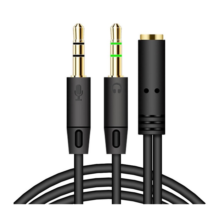 Dây cáp chuyển đổi tai nghe 3.5mm sang 2 cổng 3.5mm có âm thanh audio và mic cho máy tính dài 1 mét | BigBuy360 - bigbuy360.vn