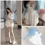 SET ÁO HAI DÂY REN PHỐI CHÂN VÁY TẦNG VÀ CARDIGAN XANH DƯƠNG, SET ĐỒ NỮ TIỂU THƯ NÀNG THƠ | MEOIN