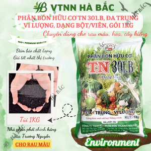 Phân bón hữu cơ đầu trâu TN 301.B, đa trung vi lượng, dạng bột/viên dùng cho rau màu (gói 1KG)