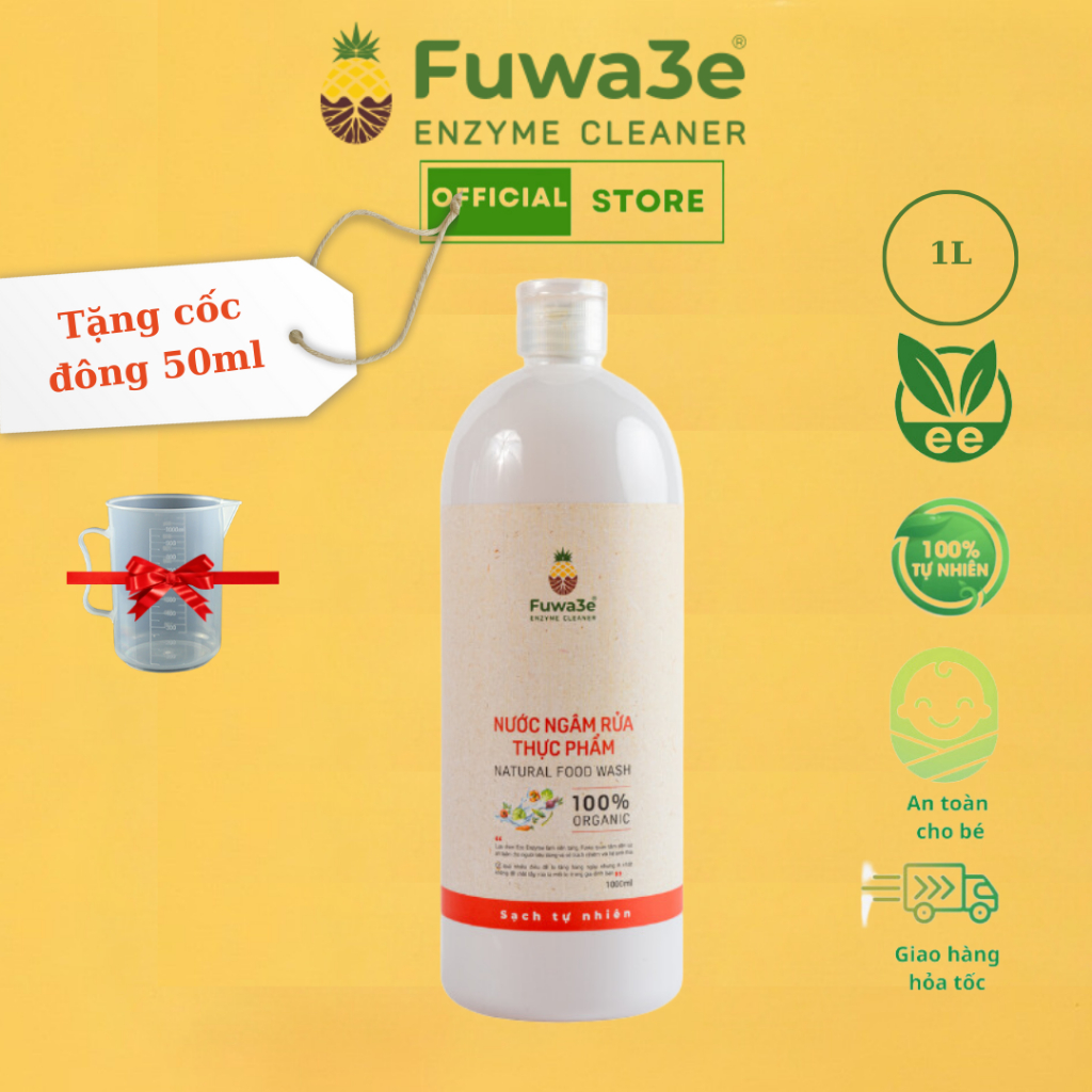 Nước ngâm rửa thực phẩm Fuwa3e chai 1Lít - 100% Enzyme sinh học lên men ...