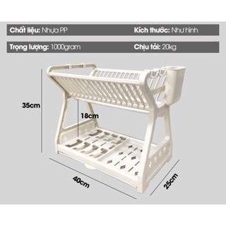 Kệ úp chén, kệ đễ bát đĩa, kệ úp ly đa năng có ống đũa, móc treo LH-3639 với thanh INOX chịu lực
