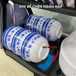 Kệ úp chén, kệ đễ bát đĩa, kệ úp ly đa năng có ống đũa, móc treo LH-3639 với thanh INOX chịu lực