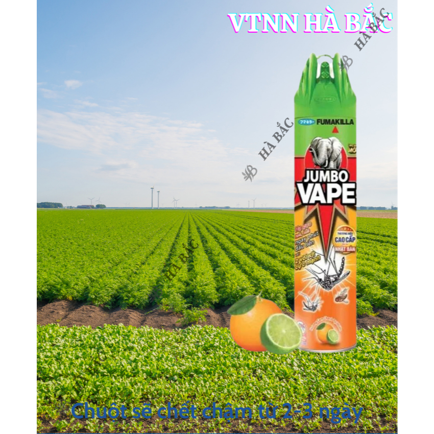 Chế phẩm xịt côn trùng, xịt muỗi Jumbo vape, hương cam chanh (chai 600 ml)