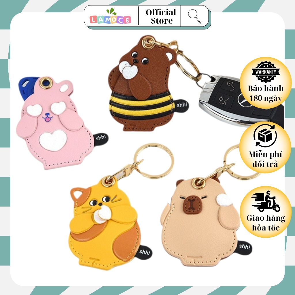 Móc khóa da keychain động vật ngộ nghĩnh, móc khóa xe máy LAMOCE phụ ...
