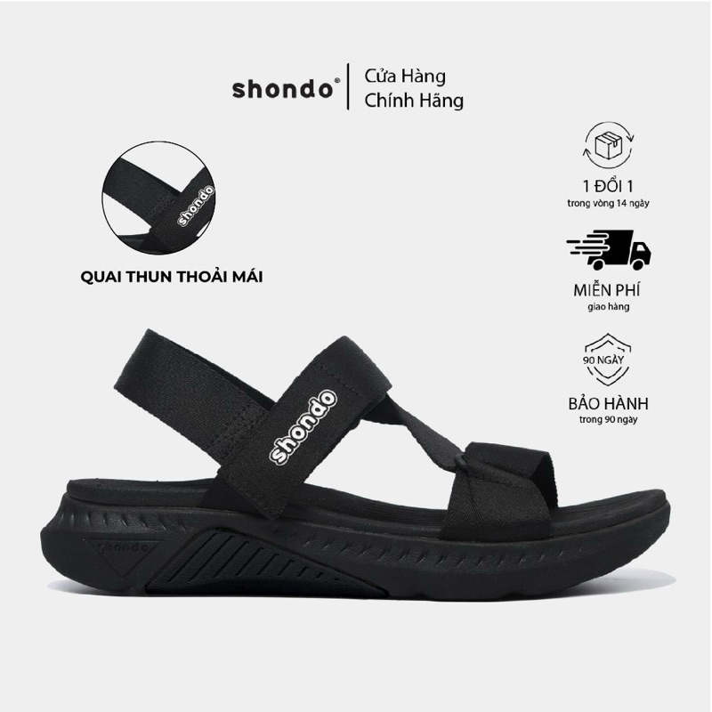 Ảnh Giày Sandals Nam Nữ SHONDO F7 Racing Thời Trang Cao Cấp, Êm Chân Quai Liền Full Đen F7R1110 1