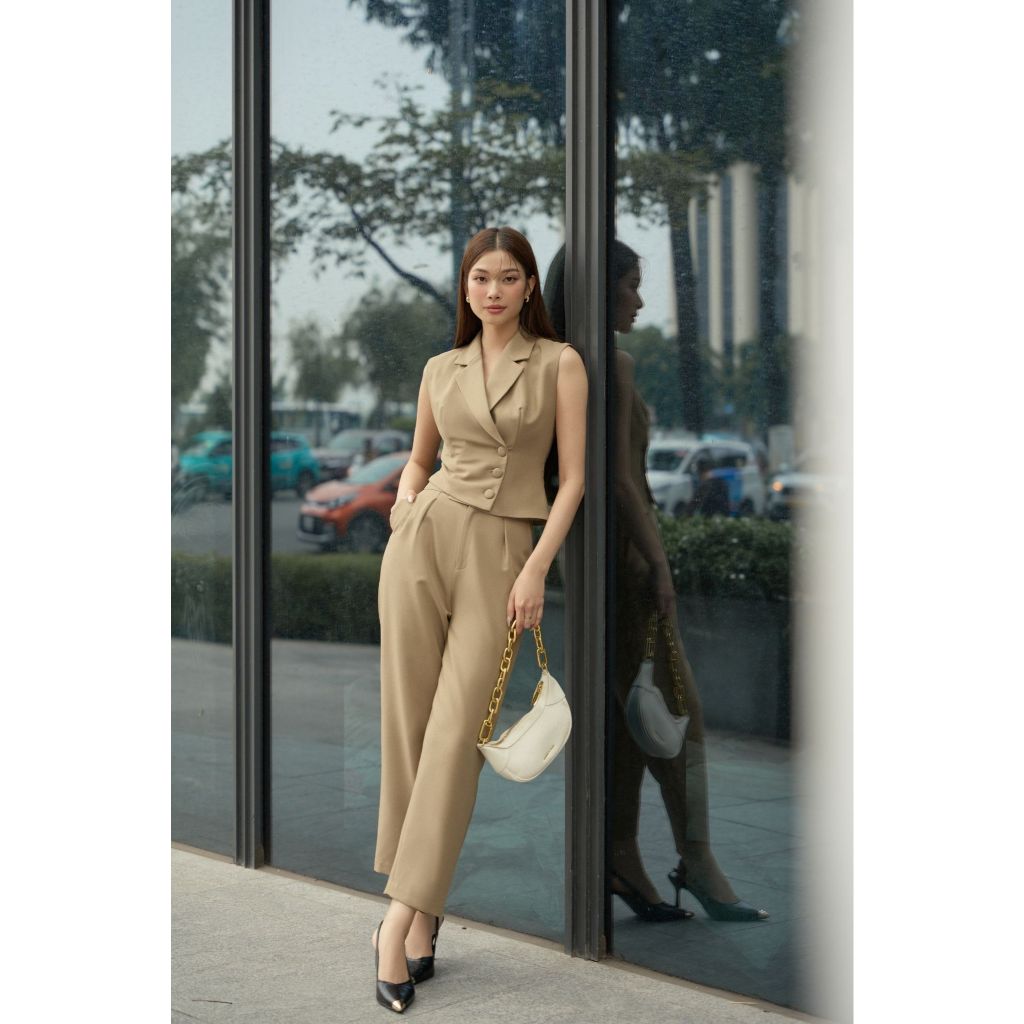 Vella Fashion quần baggy có túi trước, quần công sở nữ VQ24040