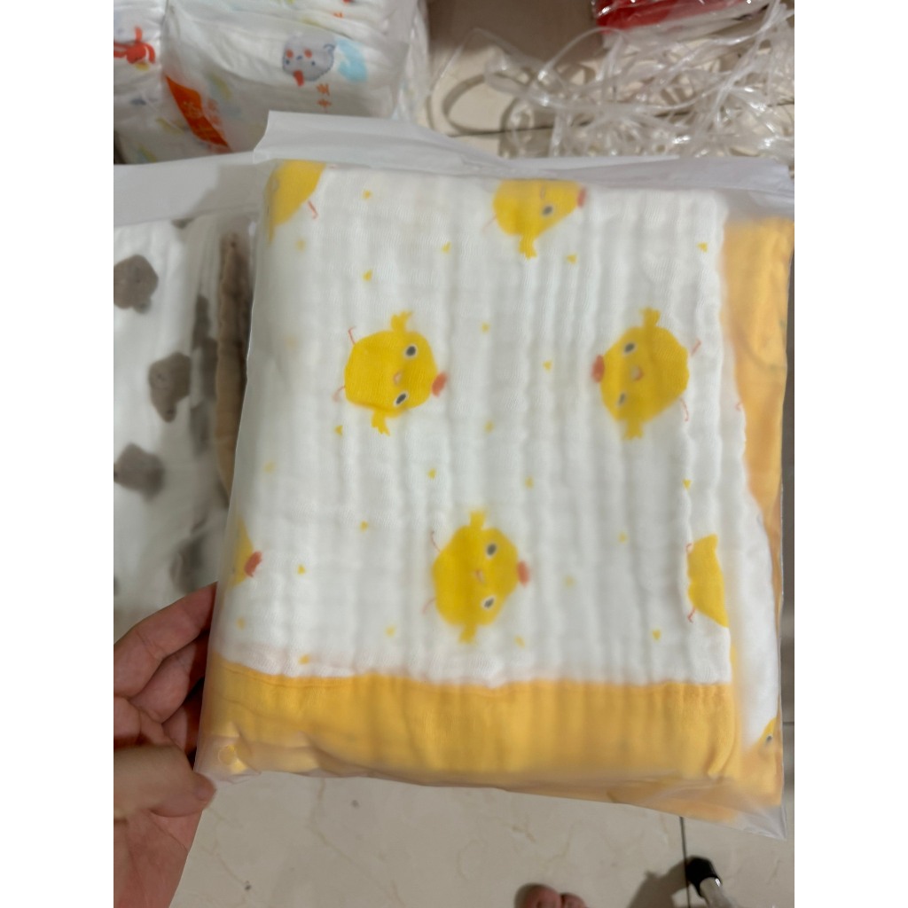 [CHỌN MẪU] Khăn tắm xô cho bé 6 lớp có viền, không xù lông an toàn sơ sinh mềm mại size lớn 1m1x1m1  - 3SBABY MT02