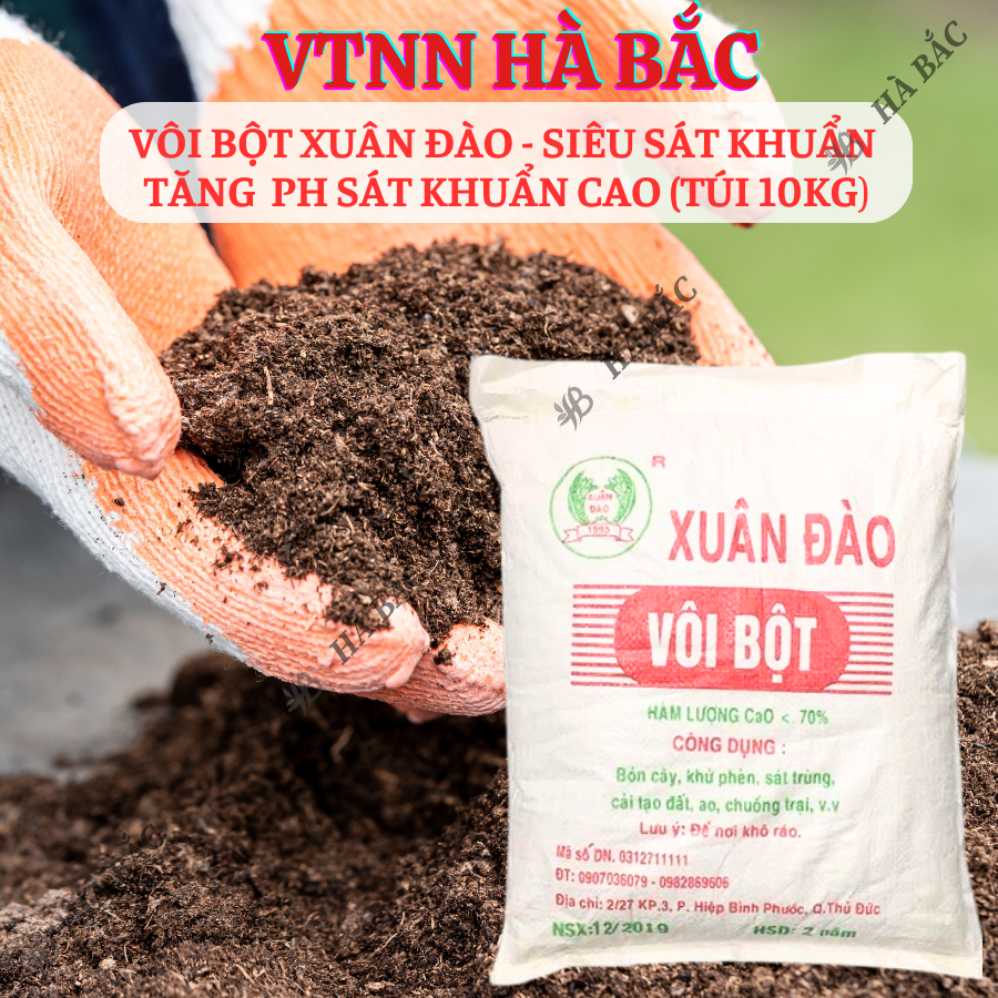 Vôi bột Xuân Đào - Siêu sát khuẩn, tăng PH sát khuẩn cao cho đất đai và cây trồng (túi 10kg)