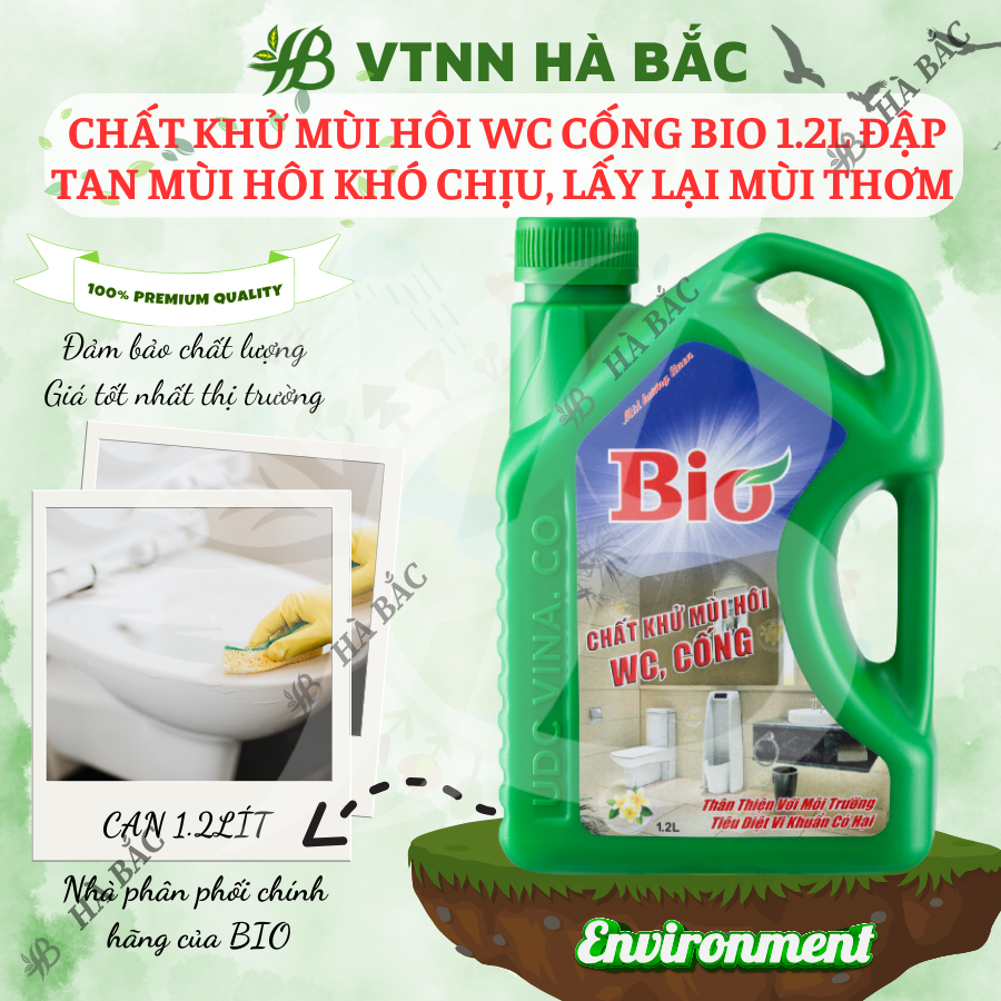 Chất khử mùi hôi WC và cống BIO (Can 1.2Lít), đập tan mùi hôi khó chịu, lấy lại mùi thơm