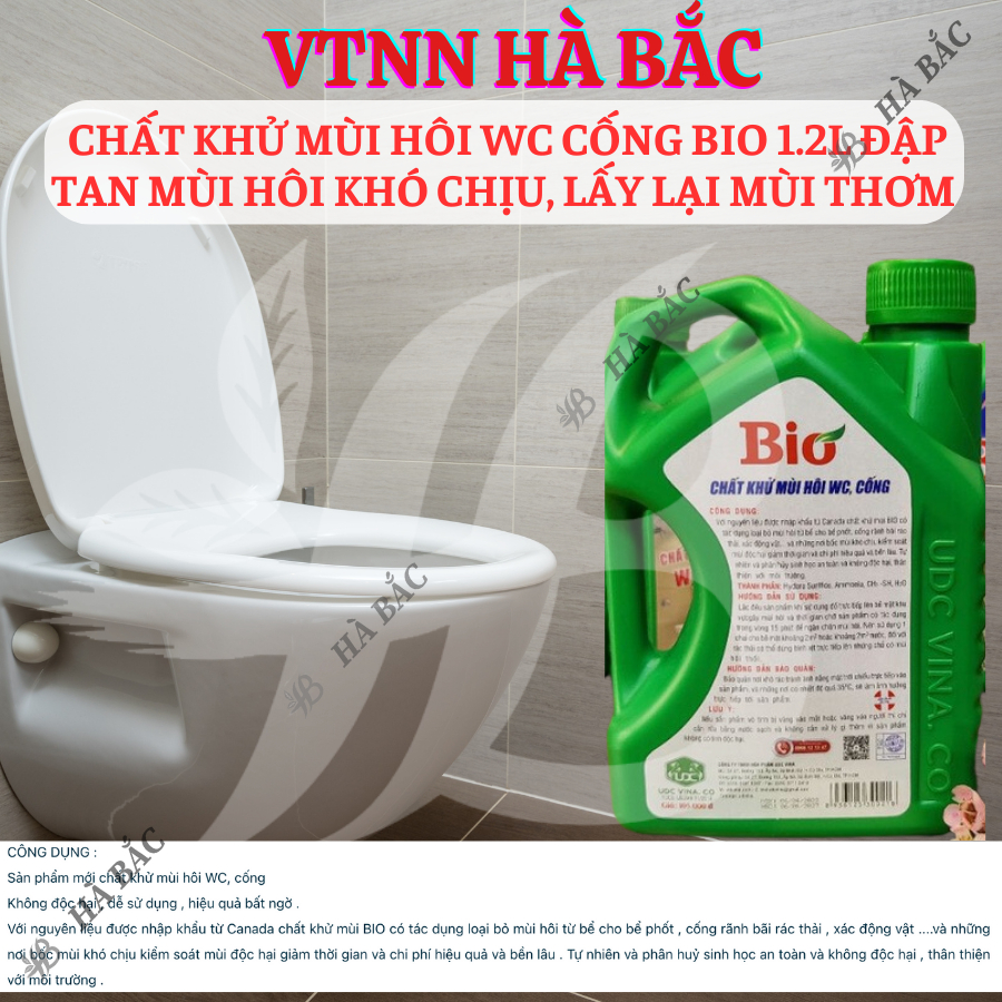 Chất khử mùi hôi WC và cống BIO (Can 1.2Lít), đập tan mùi hôi khó chịu, lấy lại mùi thơm