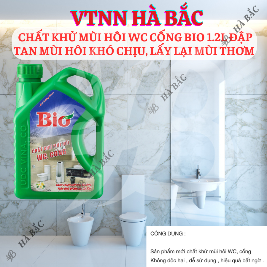 Chất khử mùi hôi WC và cống BIO (Can 1.2Lít), đập tan mùi hôi khó chịu, lấy lại mùi thơm