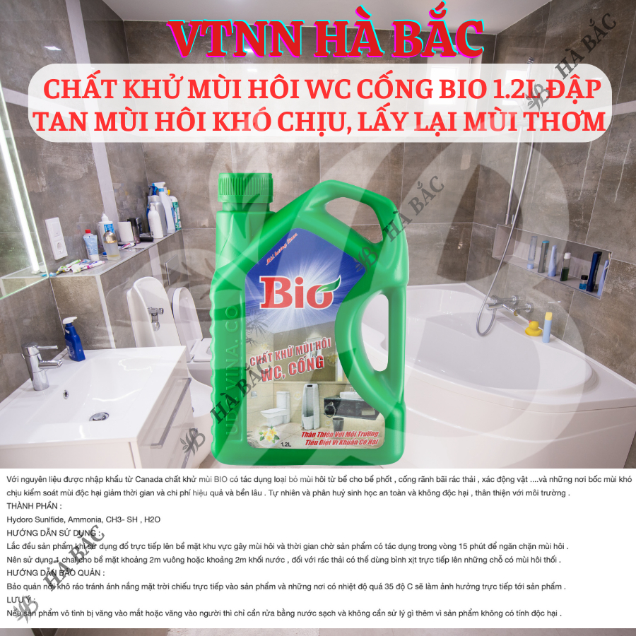 Chất khử mùi hôi WC và cống BIO (Can 1.2Lít), đập tan mùi hôi khó chịu, lấy lại mùi thơm