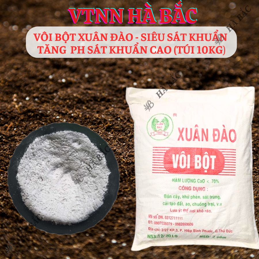 Vôi bột Xuân Đào - Siêu sát khuẩn, tăng PH sát khuẩn cao cho đất đai và cây trồng (túi 10kg)