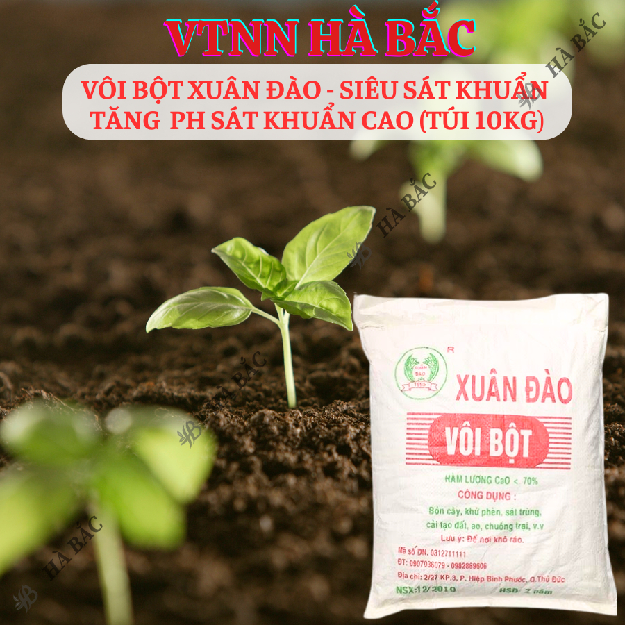 Vôi bột Xuân Đào - Siêu sát khuẩn, tăng PH sát khuẩn cao cho đất đai và cây trồng (túi 10kg)