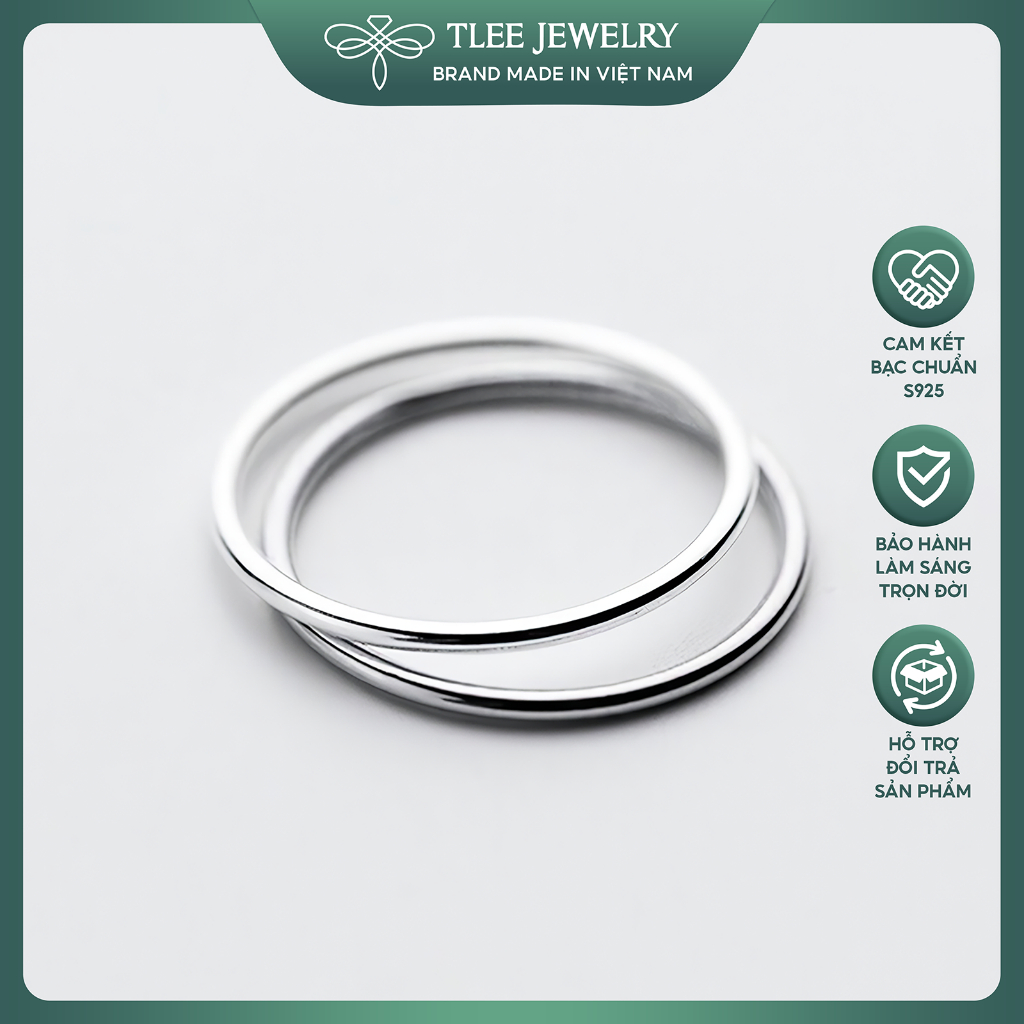 Nhẫn bạc TLEE tròn trơn basic cá tinh, đơn giản TLEE JEWELRY A0297