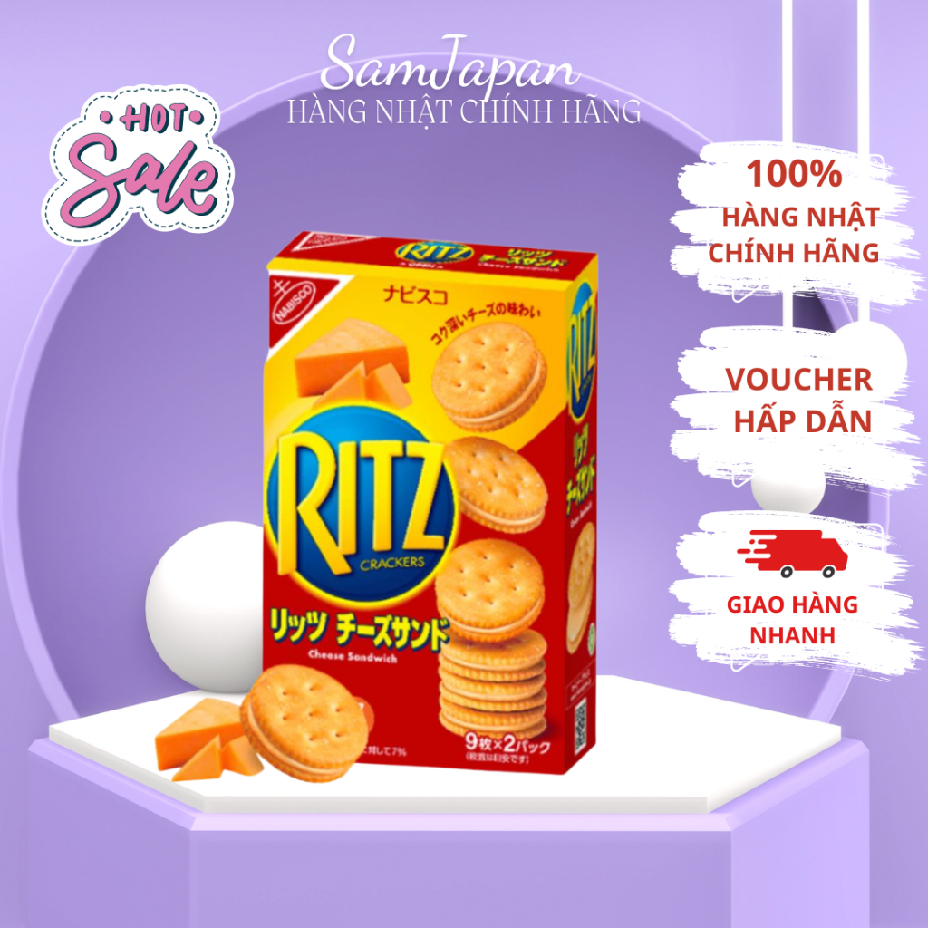 Bánh quy Ritz Crackers nhân kem phô mai 160g Nhật Bản (9 cái x 2 gói ...