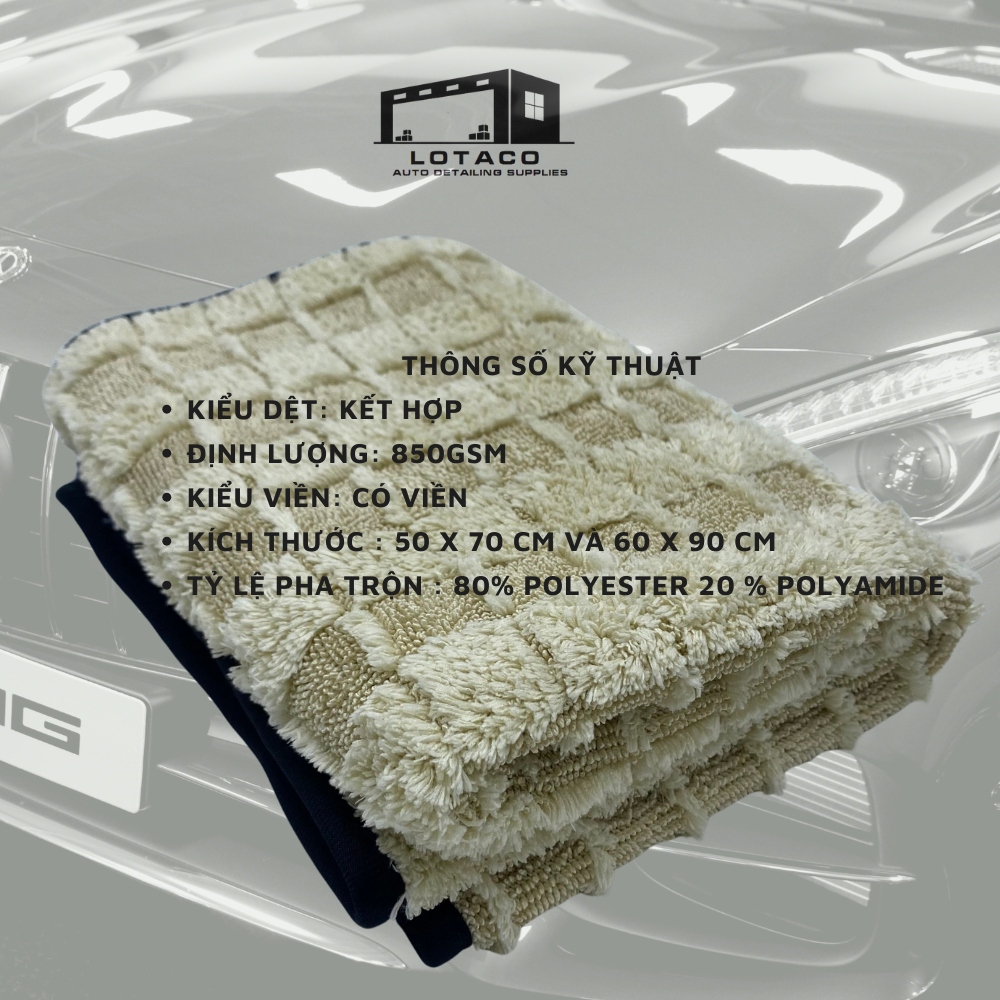 Khăn lau khô ô tô cao cấp HYBRID ( kết hợp 02 kiểu dệt vải) 840,1000 GSM size lớn LOTACO | BigBuy360 - bigbuy360.vn