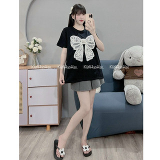 ÁO BẦU CỘC TAY COTTONG NƠ TRẮNG REN NGỌC - 3 Màu  [ MIỄN SHIP ]