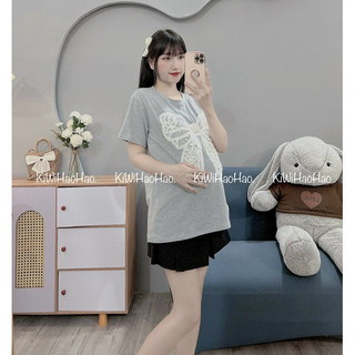 ÁO BẦU CỘC TAY COTTONG NƠ TRẮNG REN NGỌC - 3 Màu  [ MIỄN SHIP ]