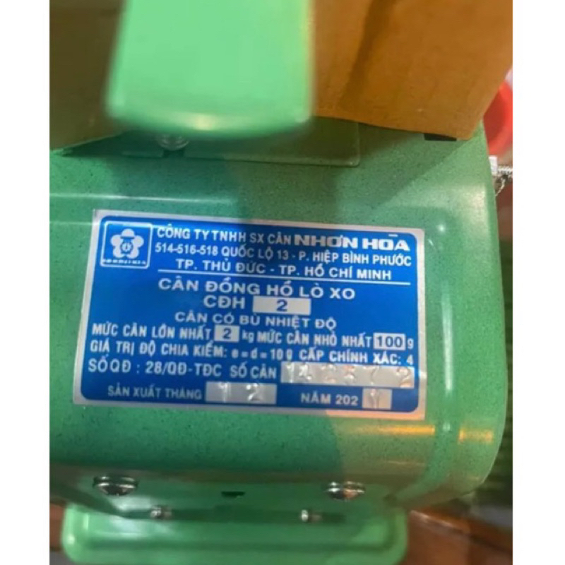 CÂN ĐỒNG HỒ LÒ XO 2KG, 5KG NHƠN HOÀ CHÍNH HÃNG