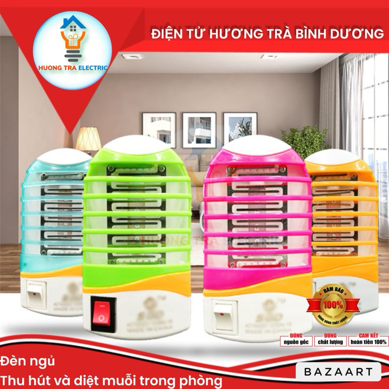Đèn ngủ thu hút, bẩy và diệt muỗi bằng ánh sáng - có lưới bảo vệ cho trẻ em- tiết kiệm điện