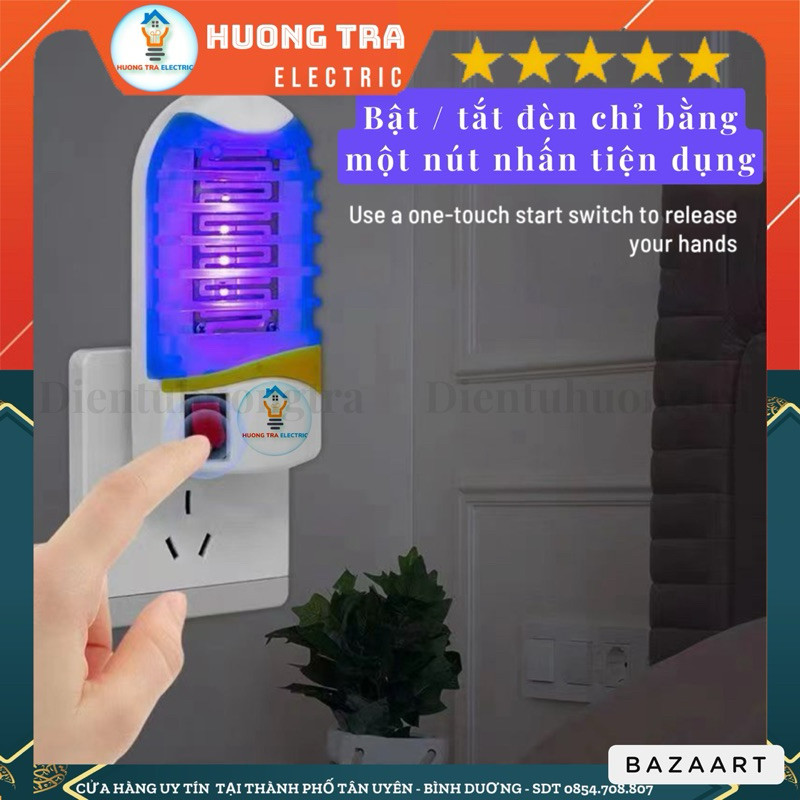 Đèn ngủ thu hút, bẩy và diệt muỗi bằng ánh sáng - có lưới bảo vệ cho trẻ em- tiết kiệm điện