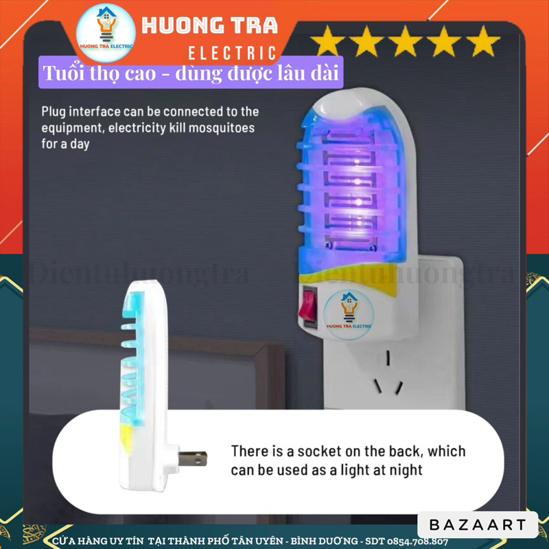 Đèn ngủ thu hút, bẩy và diệt muỗi bằng ánh sáng - có lưới bảo vệ cho trẻ em- tiết kiệm điện