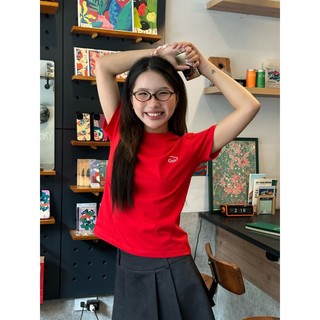 Áo Thun Nữ Baby Tee Đỏ "Choose Your Own Happy" 250gsm cotton 2 chiều
