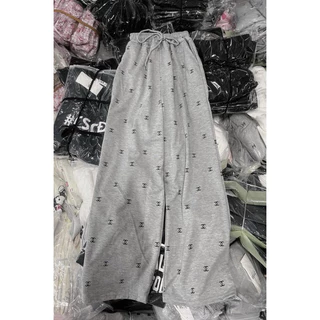 [ Rẻ Vô Địch ] Quần ống suông hoạ tiết chữ X cạp cao phong cách hàn quốc có dây rút freesize 38-55kg