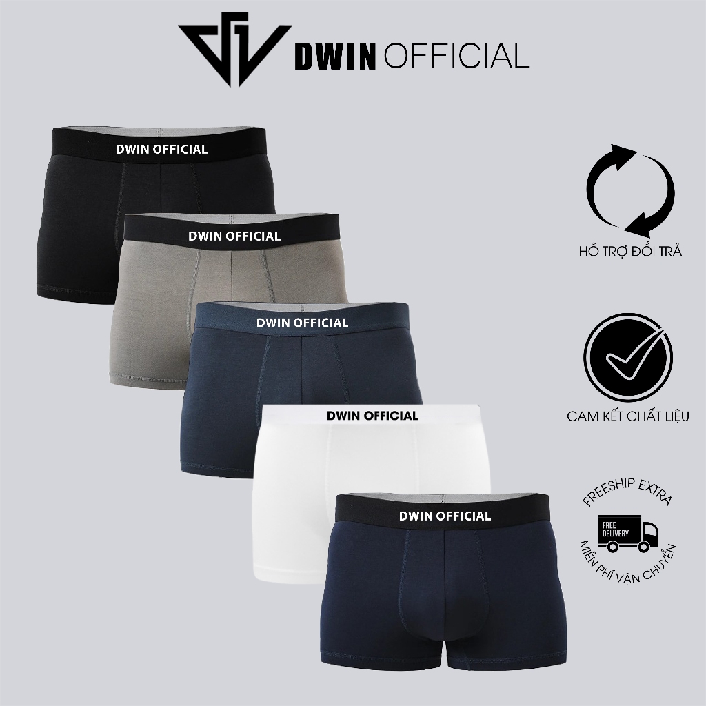 Ảnh Combo 5 quần lót nam DWIN sịp đùi kháng khuẩn cao cấp boxer tam giác vải thun lạnh co dãn 4 chiều 1