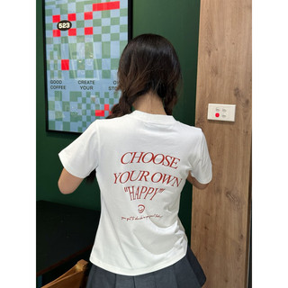 Áo Thun Nữ Baby Tee "Choose Your Own Happy" - Kraken Drk 250gsm cotton 2 chiều