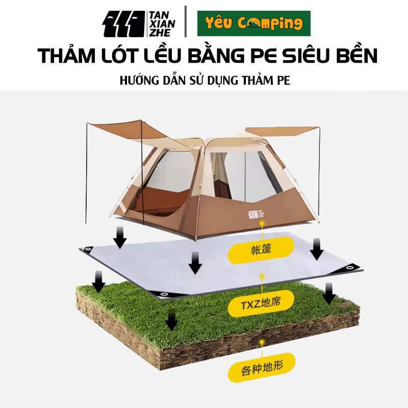 Thảm, bạt lót lều cắm trại TANXIANZHE, chống ẩm, cách nhiệt chất liệu PE siêu bền bảo hành 12 tháng | BigBuy360 - bigbuy360.vn